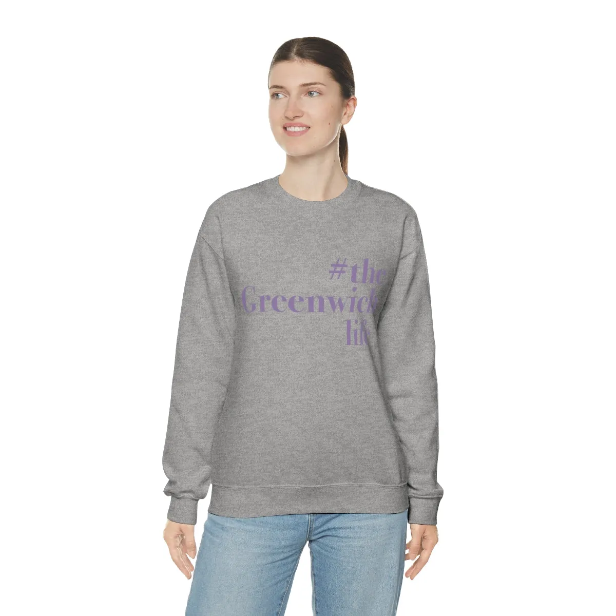 #thegreenwichlife Unisex Heavy Blend™ Crewneck Sweatshirt (purple print)