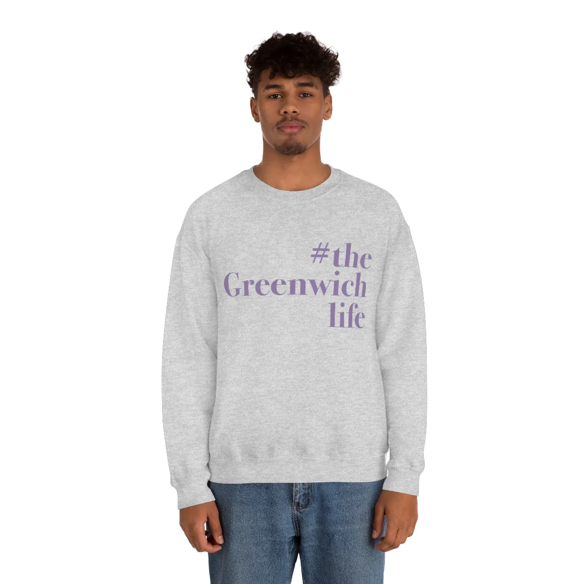 #thegreenwichlife Unisex Heavy Blend™ Crewneck Sweatshirt (purple print)