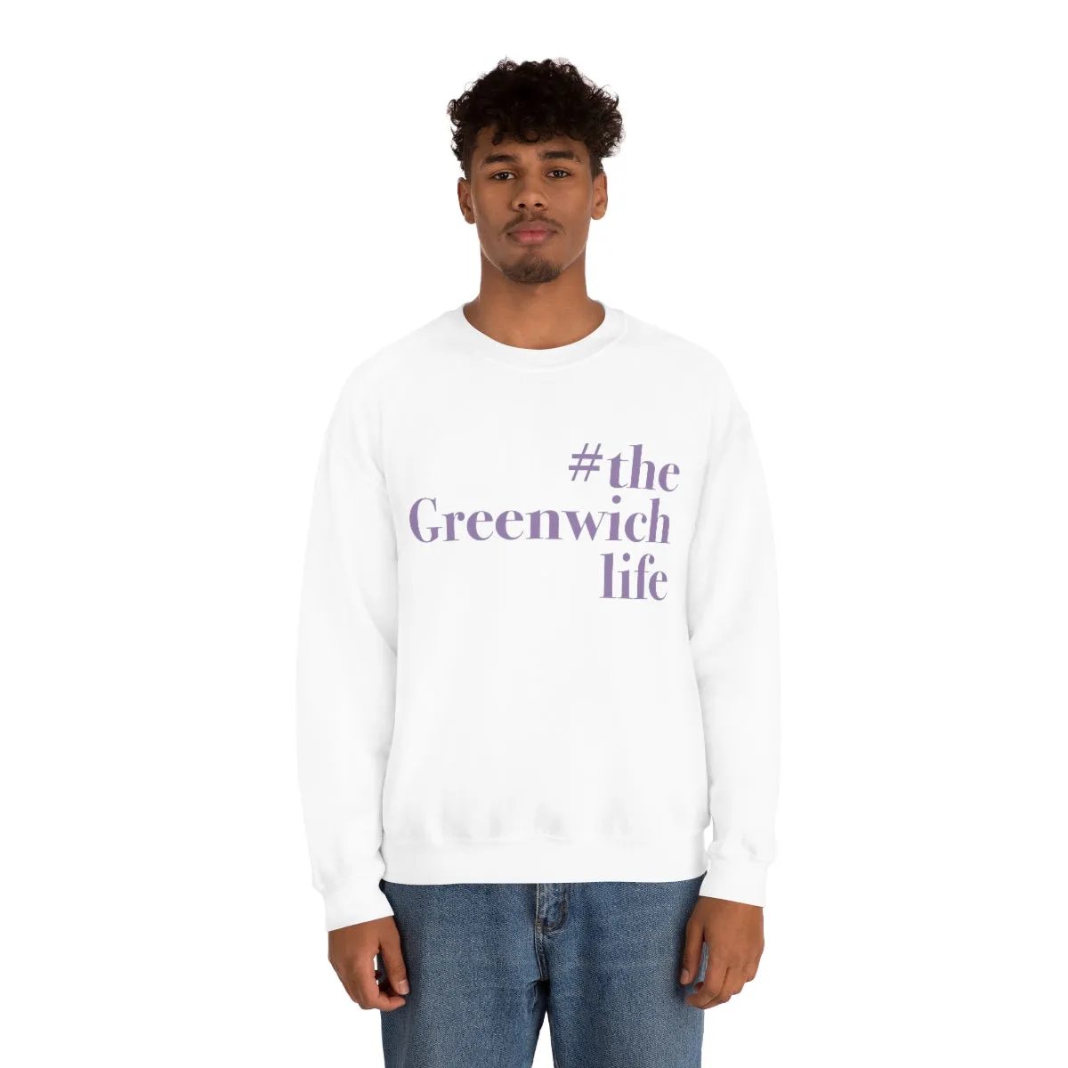 #thegreenwichlife Unisex Heavy Blend™ Crewneck Sweatshirt (purple print)