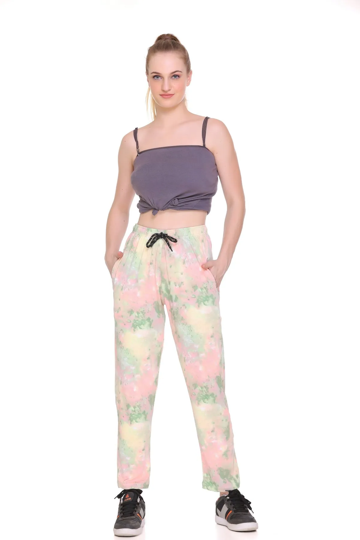 Tie-Dye Night Pajamas For Women - Green & Pink