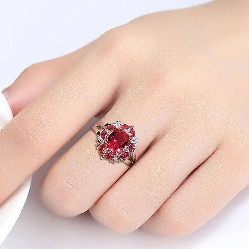 Trendy Design Ruby Aquamarine Sapphire Ring - 925 Sterling Silver