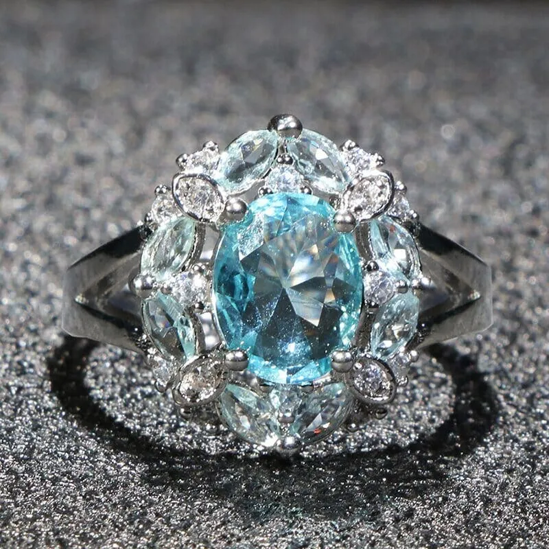 Trendy Design Ruby Aquamarine Sapphire Ring - 925 Sterling Silver