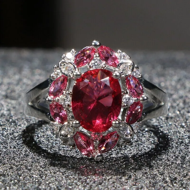 Trendy Design Ruby Aquamarine Sapphire Ring - 925 Sterling Silver