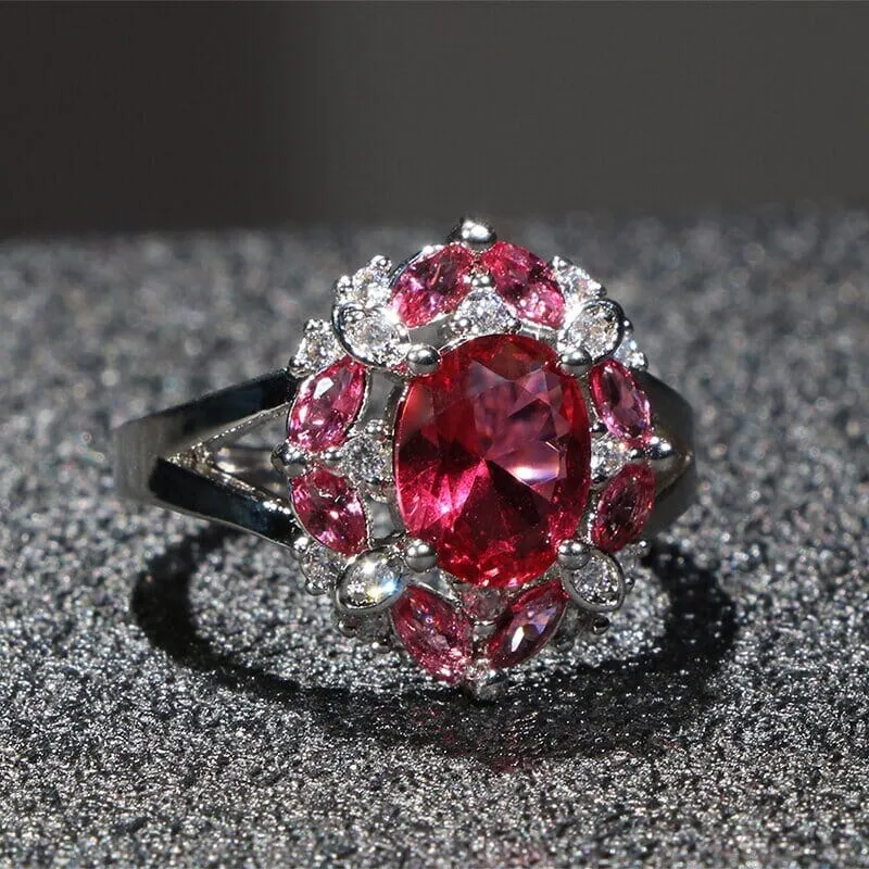 Trendy Design Ruby Aquamarine Sapphire Ring - 925 Sterling Silver