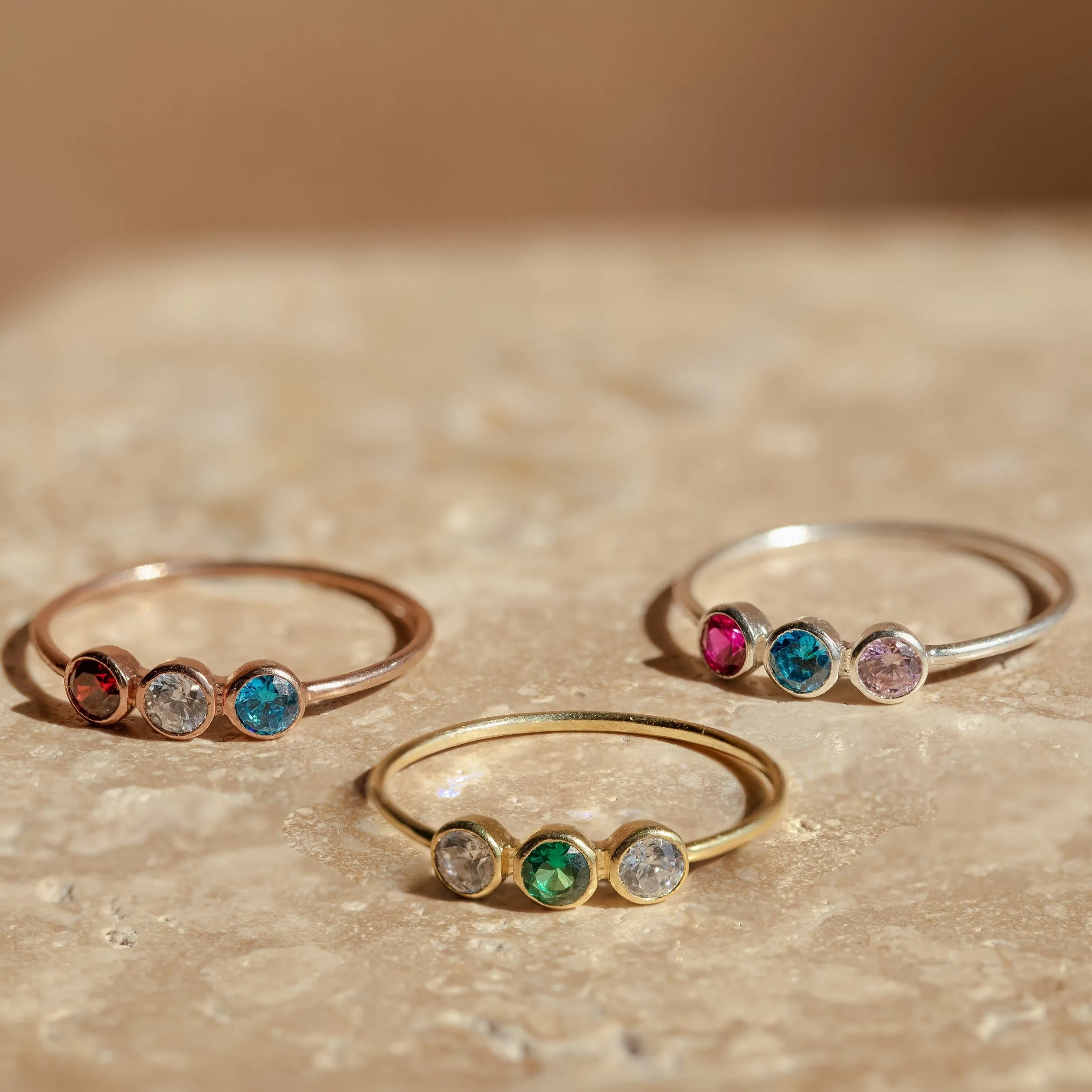 Triple Birthstone Ring