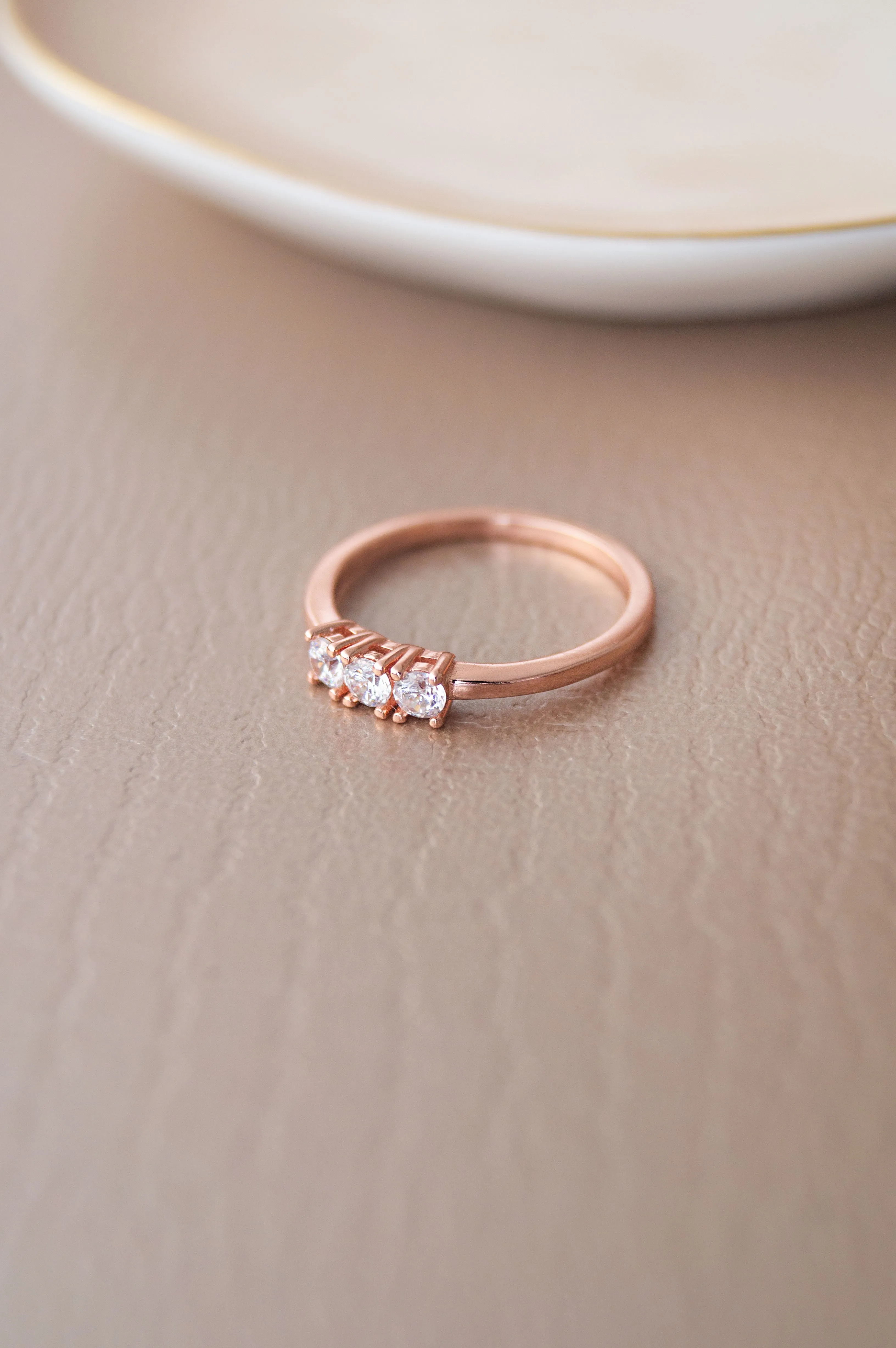 Triple Bling Rose Gold Plated Sterling Silver Rings