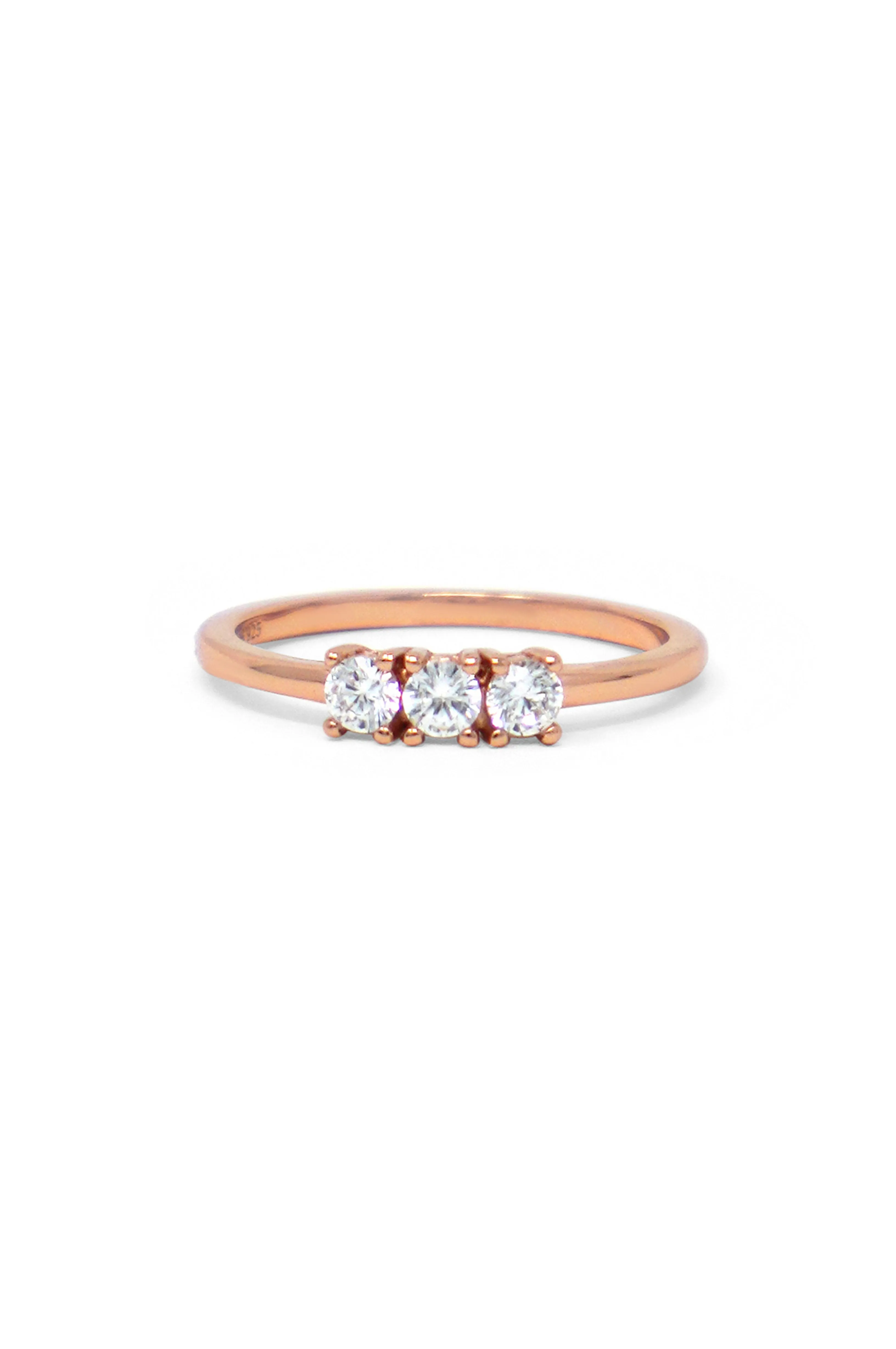 Triple Bling Rose Gold Plated Sterling Silver Rings