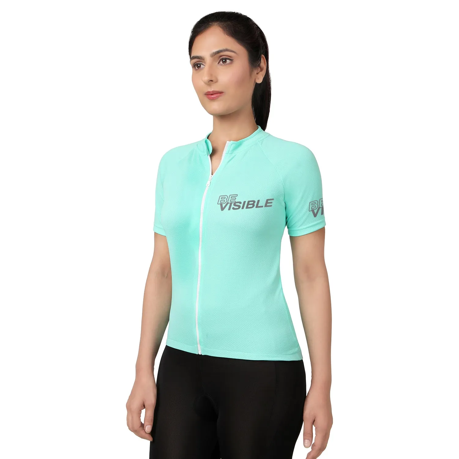 Triquip BeVisible Cycling Jersey Women Half Sleeves - Sea Green