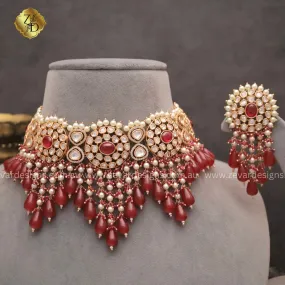 ‘TYAANI’ inspired Polki Choker Set - Ruby Red