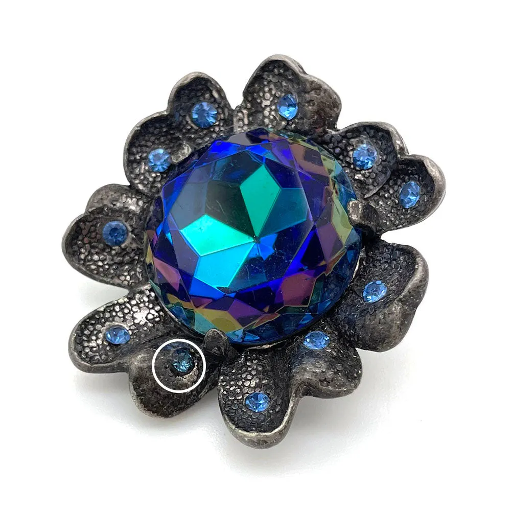 【USA輸入】ヴィンテージ JUDY LEE ブルー オーロラ フラワー イヤリング/Vintage JUDY LEE Blue Aurora Flower Clip On Earrings