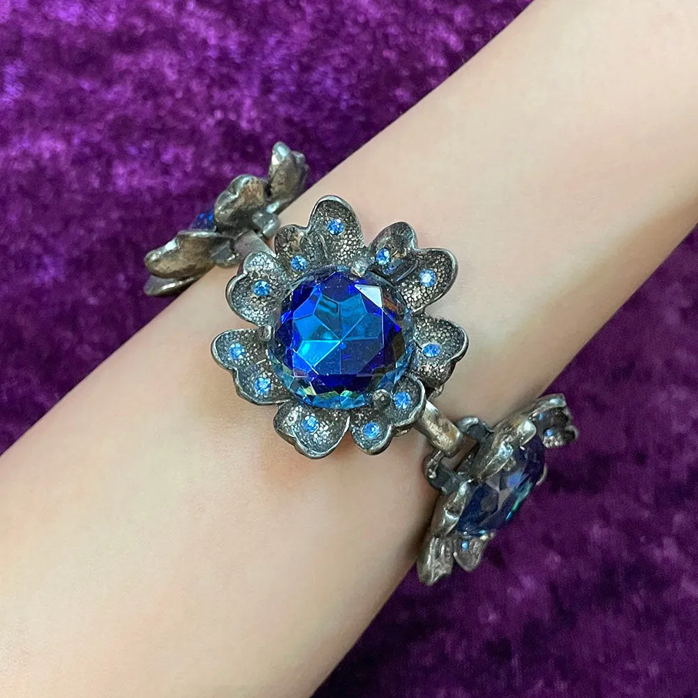 【USA輸入】ヴィンテージ JUDY LEE ブルー オーロラ フラワー ブレスレット/Vintage JUDY LEE Blue Aurora Flower Bracelet