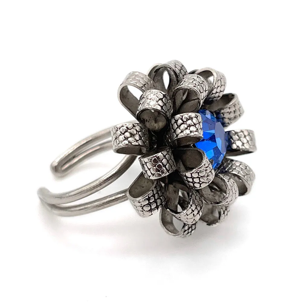 【USA輸入】ヴィンテージ ブルー フラワー ビジュー リング/Vintage Blue Flower Bijou Ring