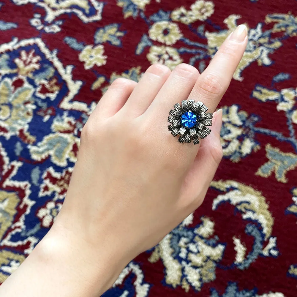 【USA輸入】ヴィンテージ ブルー フラワー ビジュー リング/Vintage Blue Flower Bijou Ring