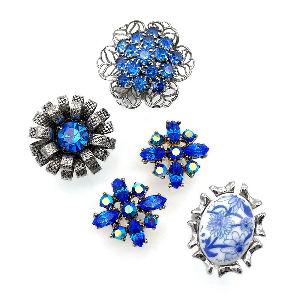 【USA輸入】ヴィンテージ ブルー フラワー ビジュー リング/Vintage Blue Flower Bijou Ring