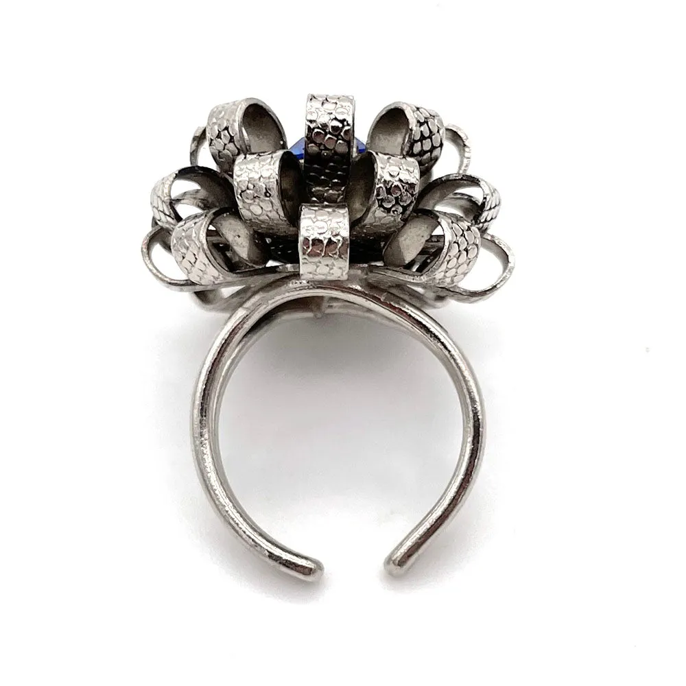 【USA輸入】ヴィンテージ ブルー フラワー ビジュー リング/Vintage Blue Flower Bijou Ring