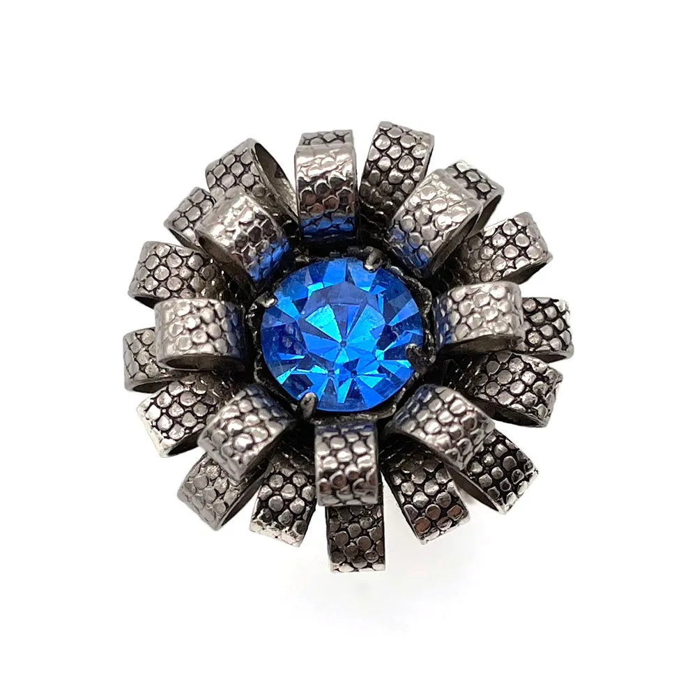 【USA輸入】ヴィンテージ ブルー フラワー ビジュー リング/Vintage Blue Flower Bijou Ring