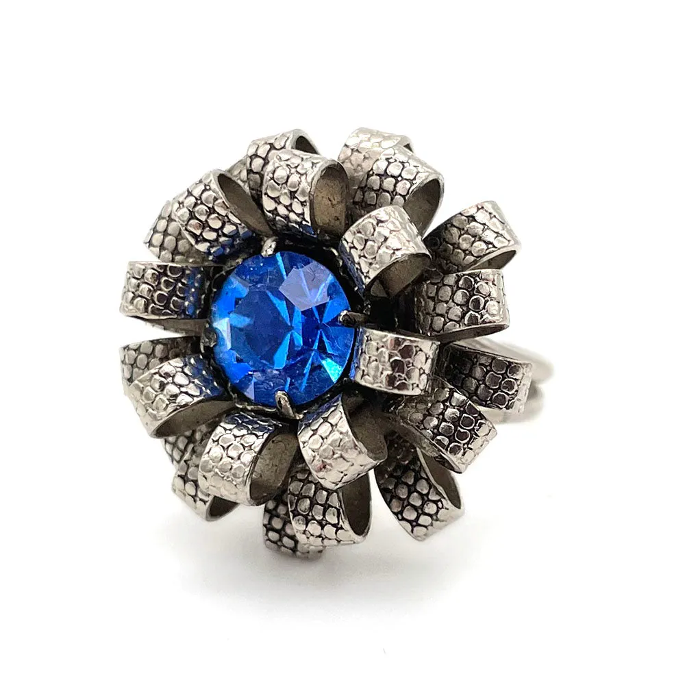 【USA輸入】ヴィンテージ ブルー フラワー ビジュー リング/Vintage Blue Flower Bijou Ring