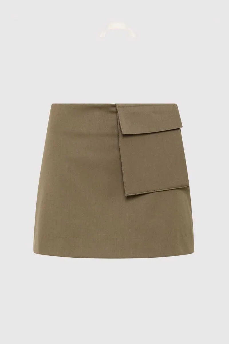 UTILITARIAN POCKET MINI SKIRT-KELP