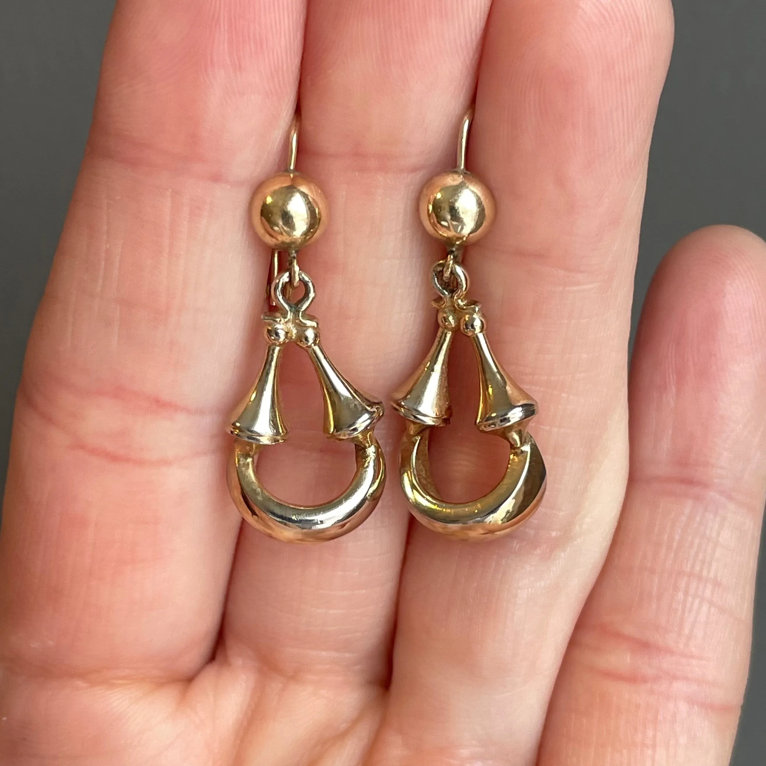 Vintage 14K Gold Wire Door Knocker Earrings