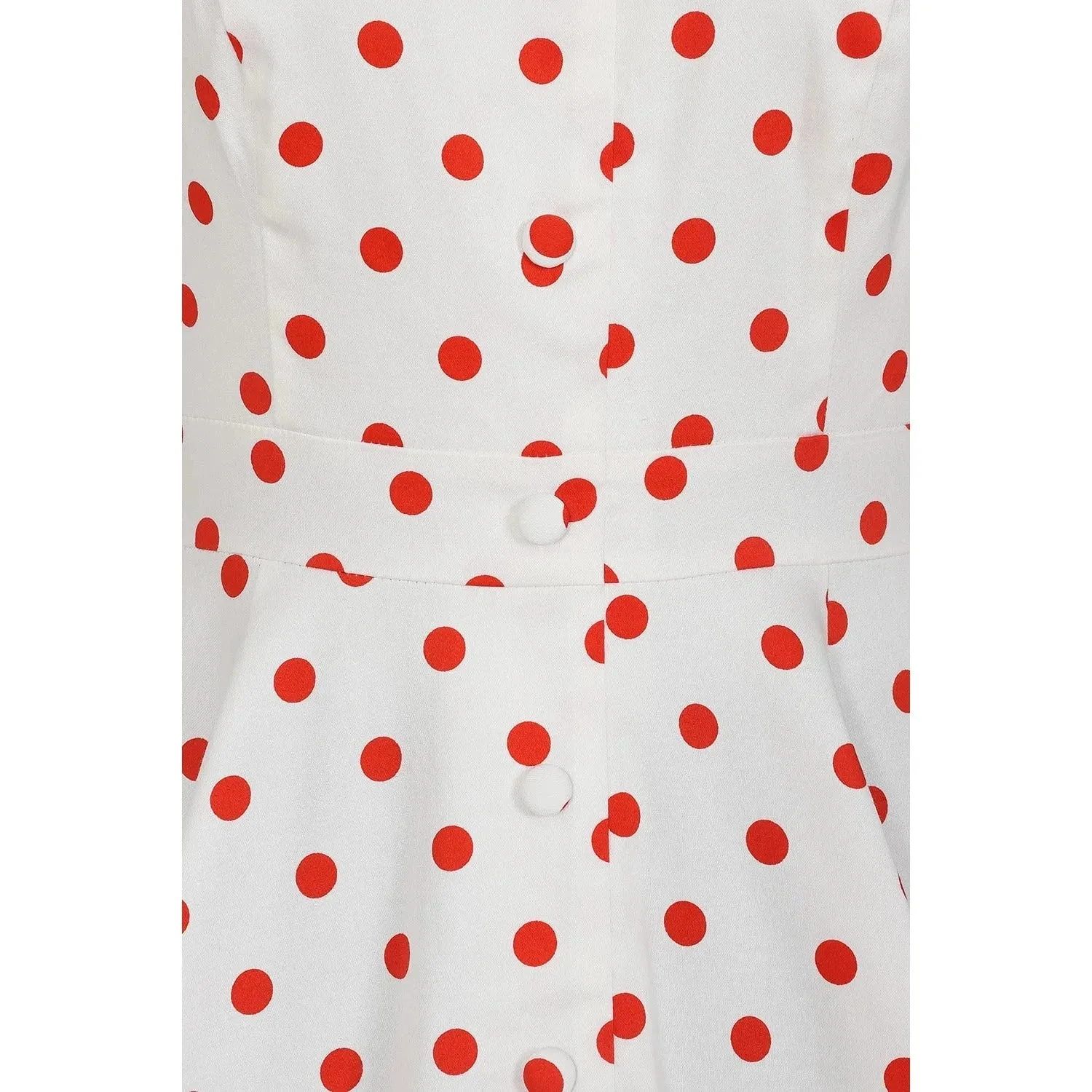 White And Red Polka Dot Print Rockabilly 50s Swing Dress