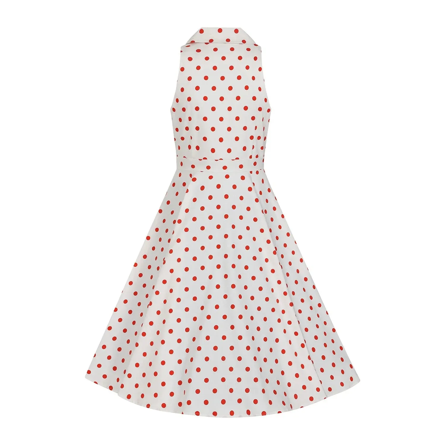 White And Red Polka Dot Print Rockabilly 50s Swing Dress