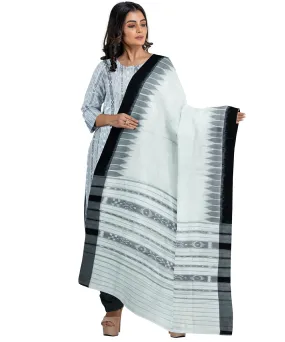 White black handwoven cotton nuapatna dress material