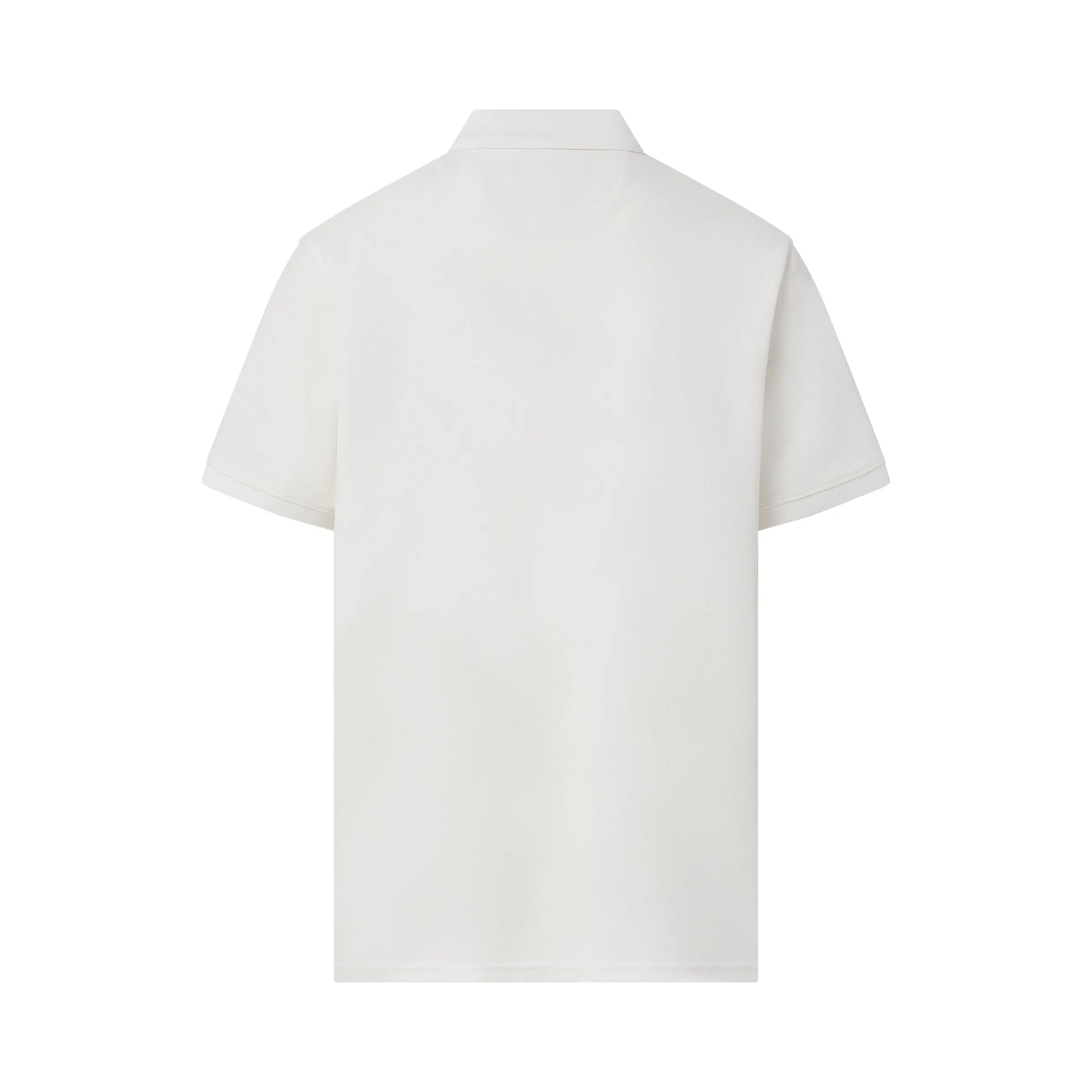 White Pique Knit Short Sleeve Polo with Magnetic Closures