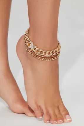 Wings Of A Monarch Anklet - Gold