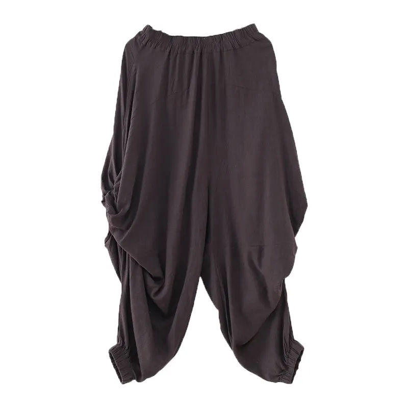 Women Autumn Retro Loose Cotton Linen Harem Bloomers