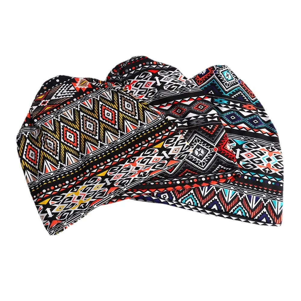 Women Colored Diamond Pattern Dual-use Baotou Hat Casual Neck Protection Sunshade Scarf Beanie Hat