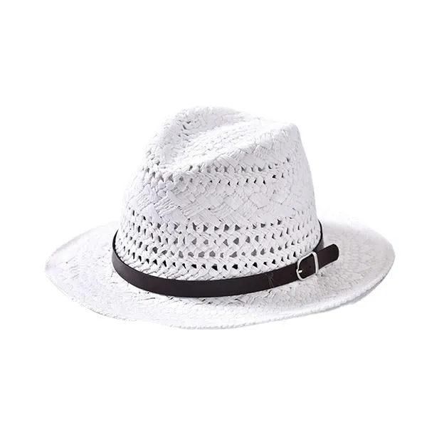 Women Summer Foldable Sunscreen Jazz Beach Hat Straw Hollow Breathable Sun Caps