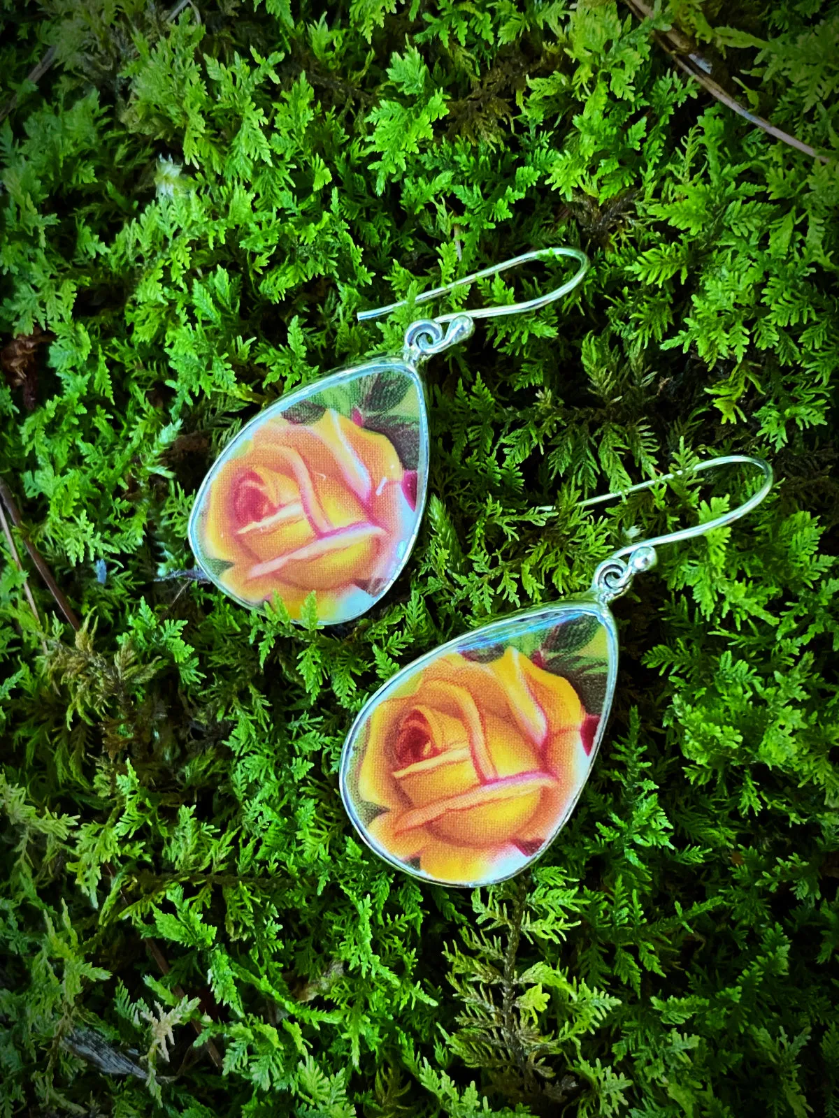 Yellow Rose Ceramic Dangles