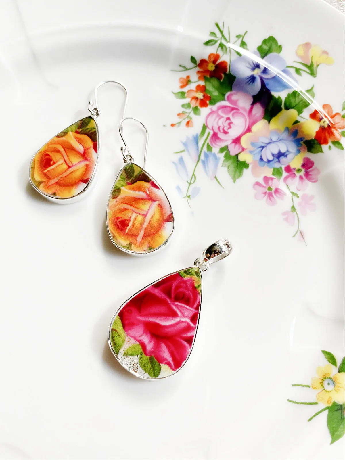 Yellow Rose Ceramic Dangles